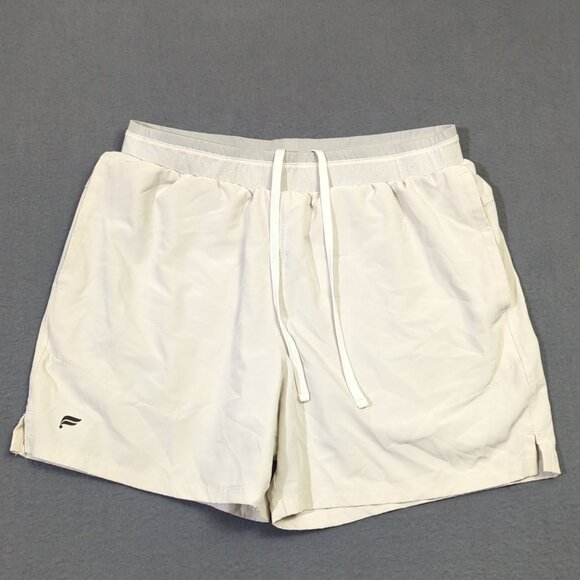 Fabletics Shorts Men's L Bone Off White Fundamental Short II Lined 5" Drawstring - Picture 1 of 10